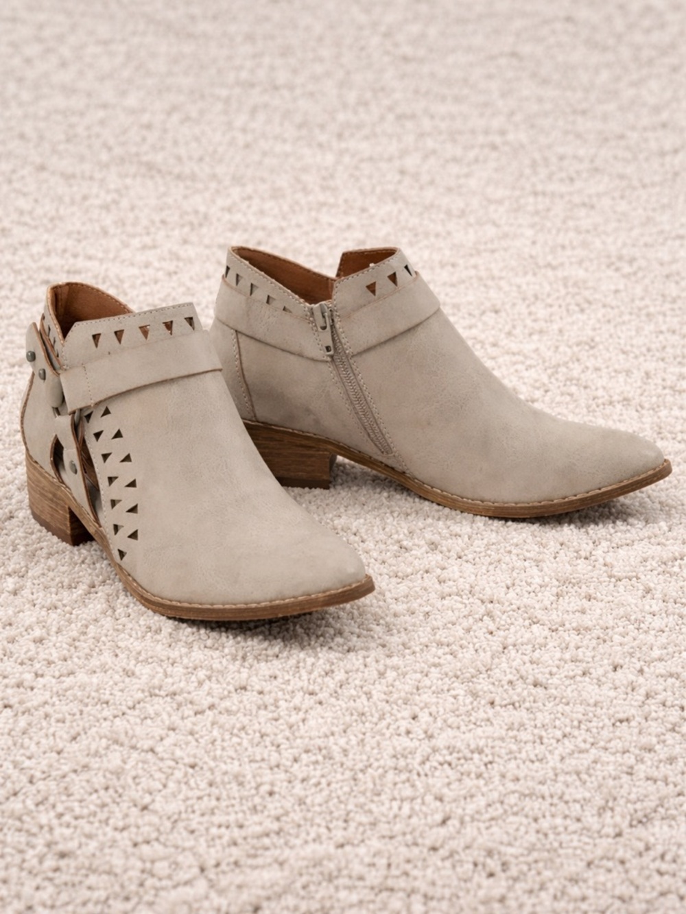 Mi.im Women’s Cutout Stud Ankle Boot in Taupe